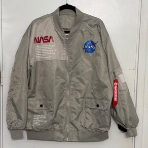 NASA Technology Center Reflective Bomber Jacket Silver Flight Coat CLEVO Size L